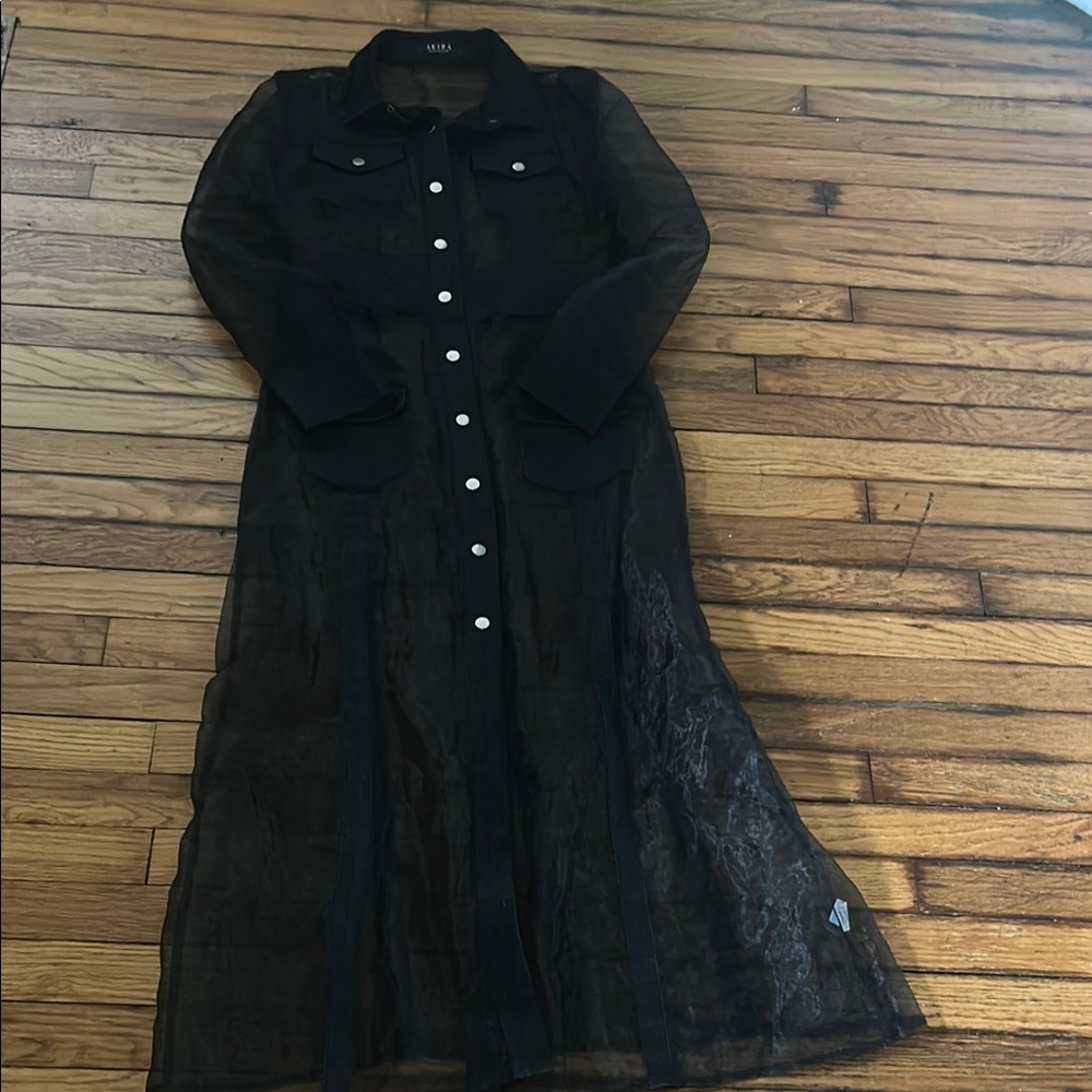 Sheer Black Button-Down Dress